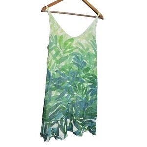 CAbi Tropical Flutter Castaway Spaghetti Strap Womens Dress S Fairy Resort sheer